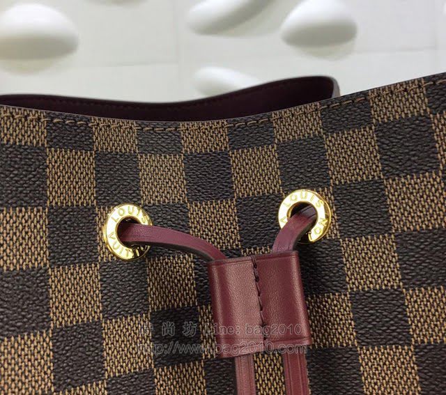 LV女包 N40214 2019新顏色 路易威登NéoNoé手袋 LV抽繩水桶包 LV女肩背包 LV棋盤格挎包  ydh3058